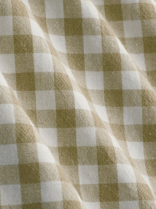 Cotton-blend Square Neck Gingham Bowknot Romper