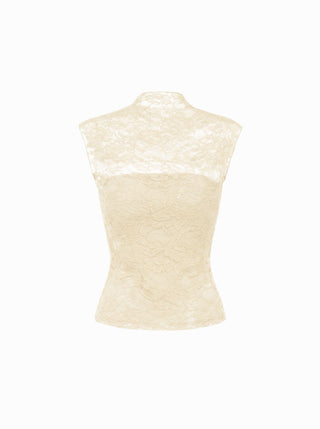 Lace High Neck Cut Out Sleeveless Top