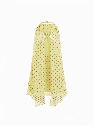 Chiffon Halter Neckline Polka Dot Metallic Decor Backless Top