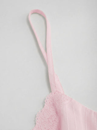 Cotton V-neck Lace Trim Cami Top