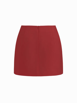 Linen-blend Ruched Criss Cross Backless Cami Top With Mini Skirt Set