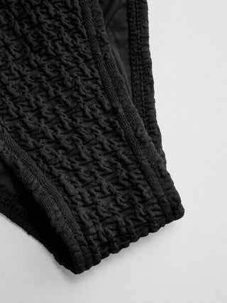 Halter Neckline Textured Ring Linked Bandeau Tie Side Bikini Set With Skirt