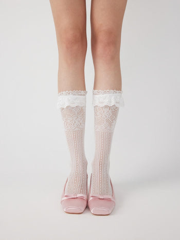 LACE TRIM OVER THE CALF SOCKS