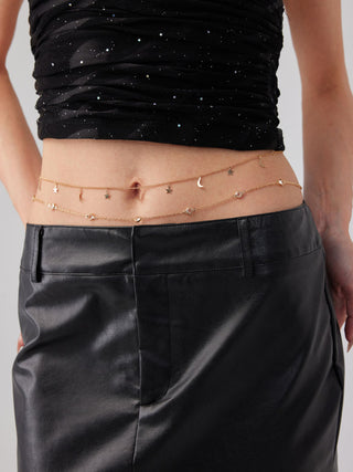 MOON & STAR & RHINESTONE WAIST CHAIN For Date Party/Clubbing Vacation