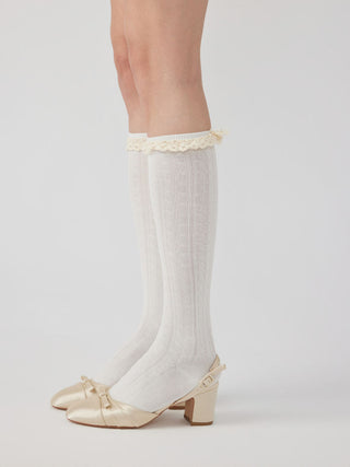 Cotton CRIMPED TRIM OVER THE CALF SOCKS For Daily Casual Picnic