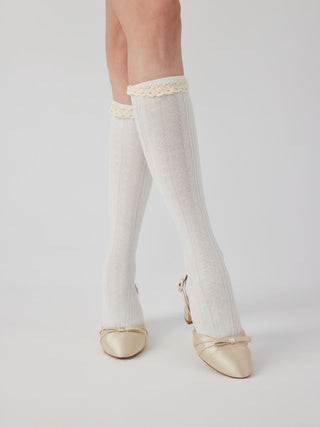 Cotton CRIMPED TRIM OVER THE CALF SOCKS For Daily Casual Picnic