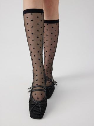 POLKA DOT LACE OVER THE CALF SOCKS