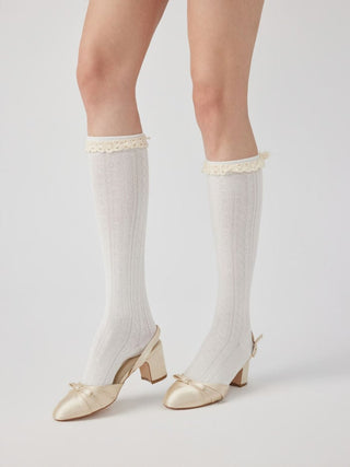 Cotton CRIMPED TRIM OVER THE CALF SOCKS For Daily Casual Picnic