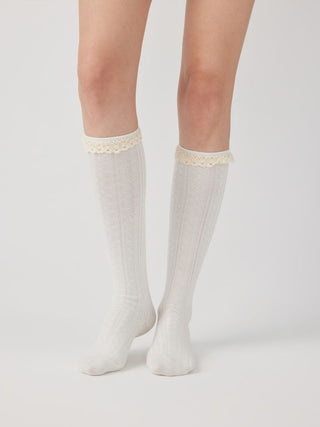 Cotton CRIMPED TRIM OVER THE CALF SOCKS For Daily Casual Picnic