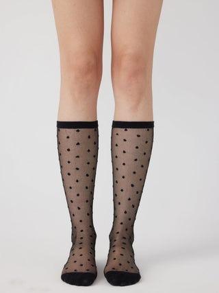 POLKA DOT LACE OVER THE CALF SOCKS