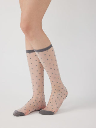 POLKA DOT LACE OVER THE CALF SOCKS