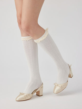 Cotton CRIMPED TRIM OVER THE CALF SOCKS For Daily Casual Picnic