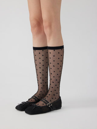 POLKA DOT LACE OVER THE CALF SOCKS