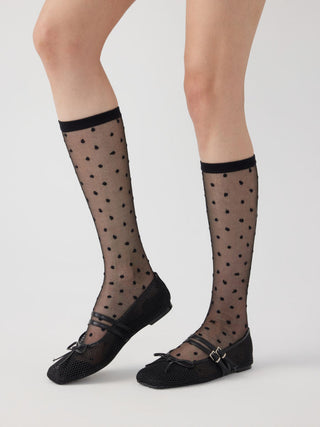 POLKA DOT LACE OVER THE CALF SOCKS