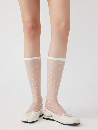 POLKA DOT LACE OVER THE CALF SOCKS