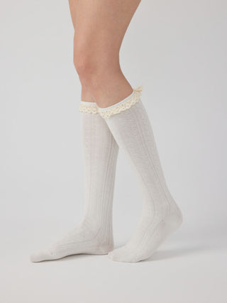 Cotton CRIMPED TRIM OVER THE CALF SOCKS For Daily Casual Picnic