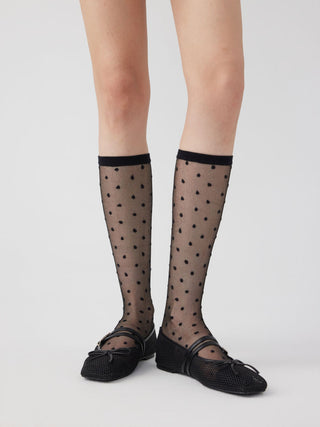 POLKA DOT LACE OVER THE CALF SOCKS