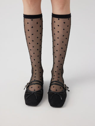 POLKA DOT LACE OVER THE CALF SOCKS