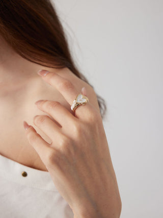 HEART & CLOCK PENDANT OPEN RING