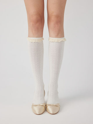 Cotton CRIMPED TRIM OVER THE CALF SOCKS For Daily Casual Picnic