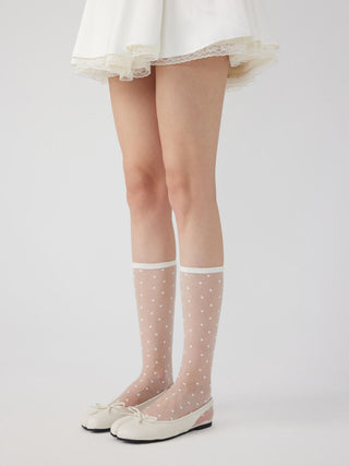 POLKA DOT LACE OVER THE CALF SOCKS