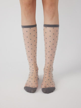 POLKA DOT LACE OVER THE CALF SOCKS