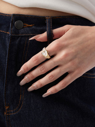 HEART & CLOCK PENDANT OPEN RING