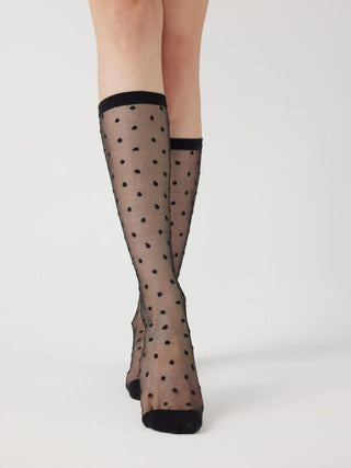 POLKA DOT LACE OVER THE CALF SOCKS