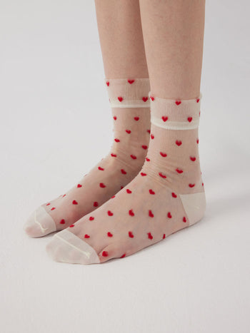 HEART POLKA DOT ANKLE SOCKS