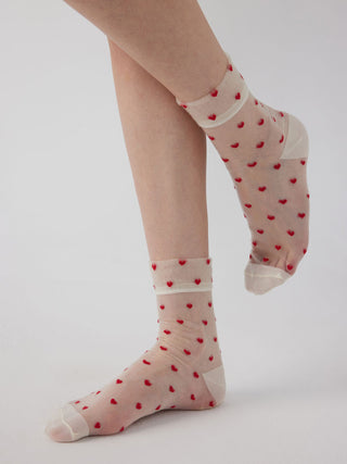 HEART POLKA DOT ANKLE SOCKS