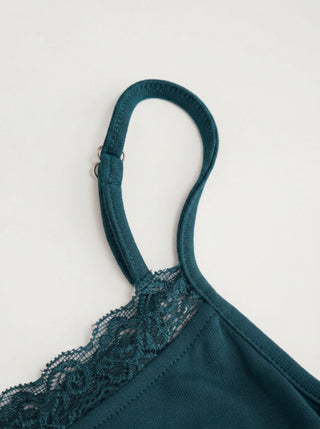 Lace Panel Ruched Henley Cami Top
