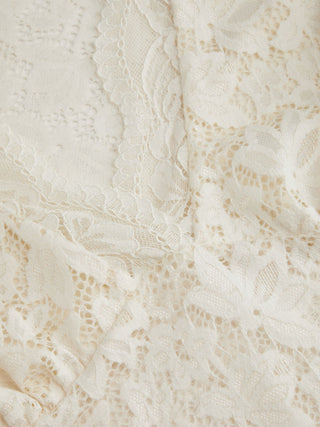 Lace Floral V-neck Ruffle Sleeve Lace Panel Shirt Bodysuit
