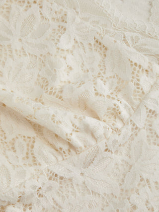 Lace Floral V-neck Ruffle Sleeve Lace Panel Shirt Bodysuit