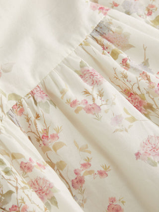 Cotton-blend Floral Sweetheart Lace Trim Milkmaid Mixi Dress