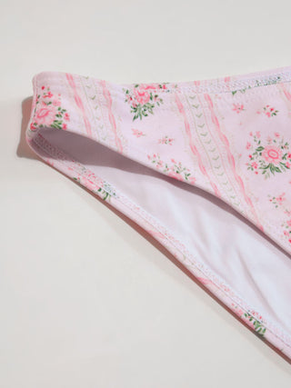 Square Neck Bracelet Cheeky Bowknot Floral Bikini Set