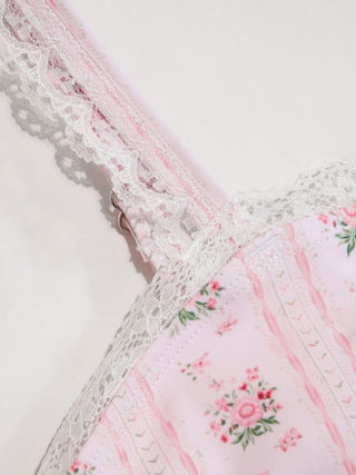 Square Neck Bracelet Cheeky Bowknot Floral Bikini Set