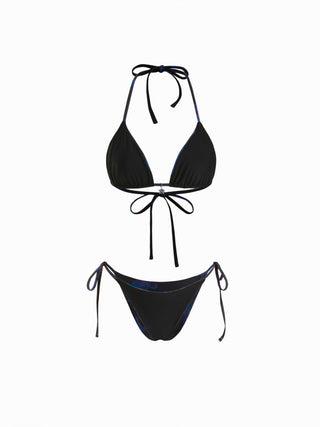 Halter Neckline Floral Tie Side Bikini Set with Flower Charm