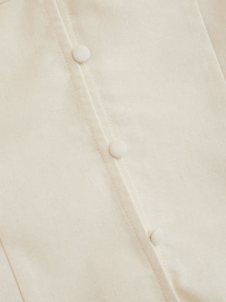 Linen-blend Orange Graphic V-neck Leg-of-mutton Sleeve Embroidered Blouse