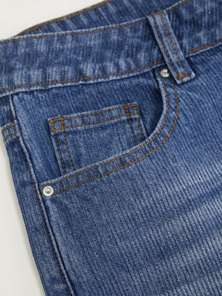 Washed Denim Low Rise Straight Leg Jeans
