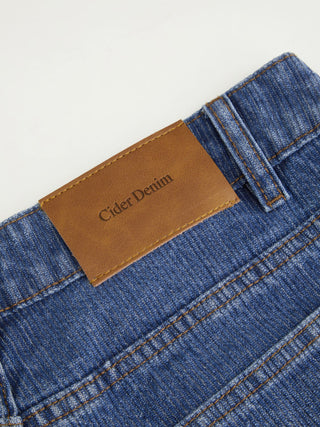 Washed Denim Low Rise Straight Leg Jeans