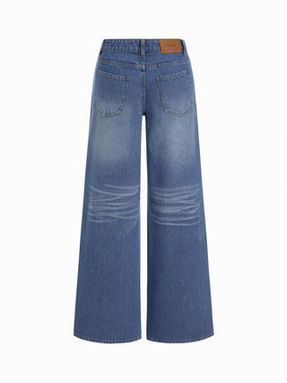 Washed Denim Low Rise Straight Leg Jeans