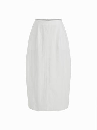 Cotton-blend Mid Rise Bubble Maxi Skirt