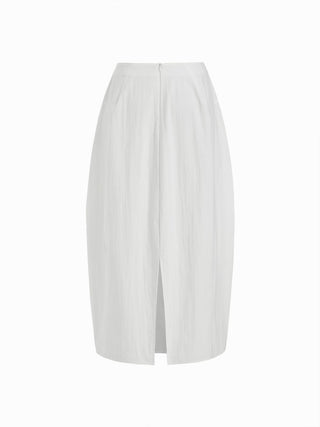 Cotton-blend Mid Rise Bubble Maxi Skirt