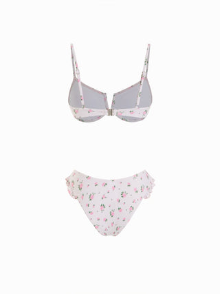 Sweetheart Underwire Floral Ruffle Bikini Set