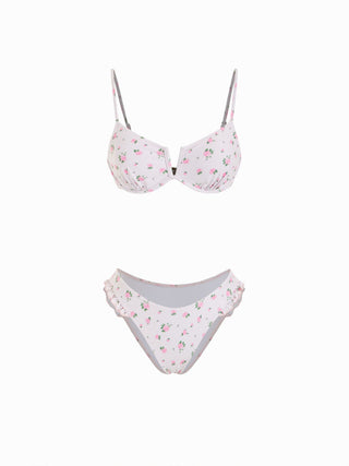 Sweetheart Underwire Floral Ruffle Bikini Set