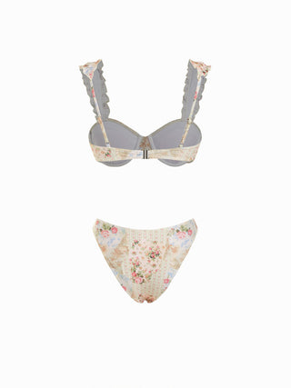Sweetheart Underwire Cheeky Pleated Floral Bikini Set