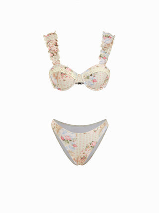Sweetheart Underwire Cheeky Pleated Floral Bikini Set