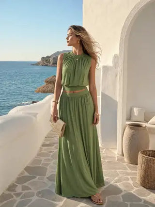 Knit Fabric Knit Mid Rise High Stretch Draped Maxi Skirt For Daily Casual Vacation