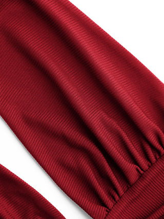 V-neck Ruched Wide Leg Jumpsuit
