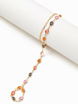 OVAL RESIN LAYERED HAND CHAIN BRACELET